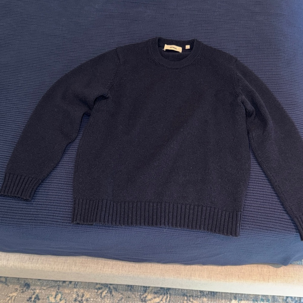 Buck Mason Men's Navy Wool and Cashmere Sweater